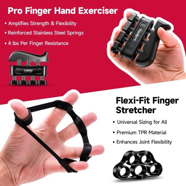 🌿 FitBeast Grip Strengthener Forearm Strengthener Hand Grips Strengthener Kit - 5 Pack Adjustable Resistance – Immunity, Bone & Wellness Support - Image 3