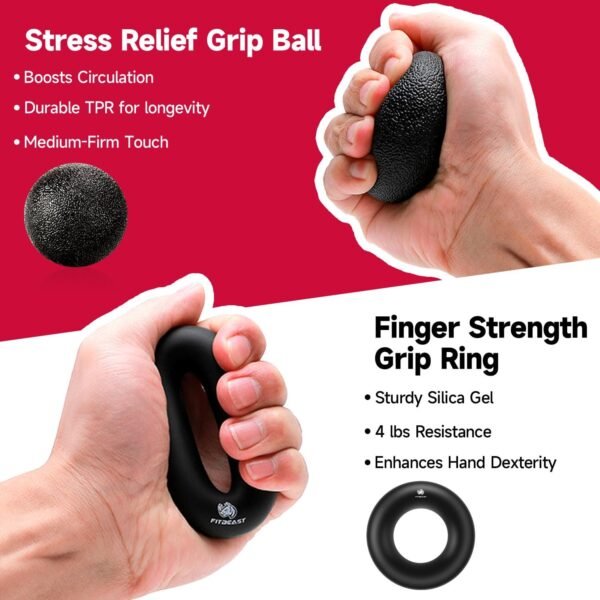 🌿 FitBeast Grip Strengthener Forearm Strengthener Hand Grips Strengthener Kit - 5 Pack Adjustable Resistance – Immunity, Bone & Wellness Support - Image 4