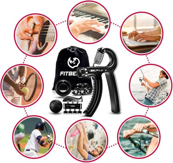 🌿 FitBeast Grip Strengthener Forearm Strengthener Hand Grips Strengthener Kit - 5 Pack Adjustable Resistance – Immunity, Bone & Wellness Support - Image 5