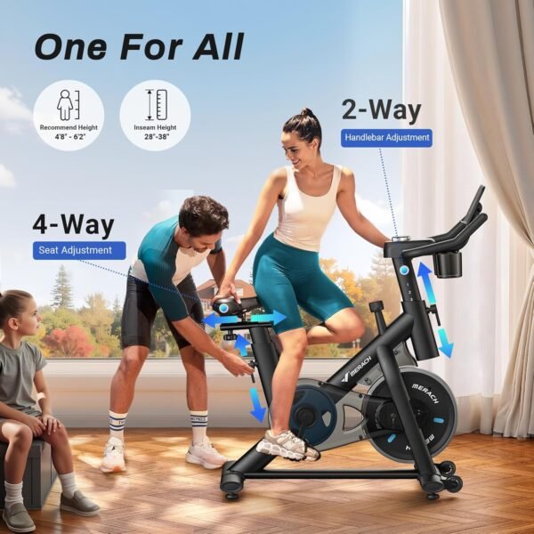 🌿 MERACH Exercise Bike, Brake Pad Stationary Bike with Exclusive App, Low Noise Indoor Cycling Bike with 300lbs Weight Capacity, Tablet Mount and Fitness Courses for Weight Loss – Immunity, Bone & Wellness Support - Image 6