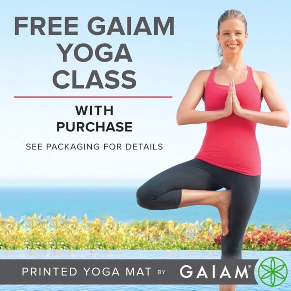 🌿 Gaiam Yoga Mat - Premium 6mm Print Extra Thick Non Slip Exercise & Fitness Mat for All Types of Yoga, Pilates & Floor Workouts (68"L x 24"W x 6mm Thick) – Immunity, Bone & Wellness Support - Image 4