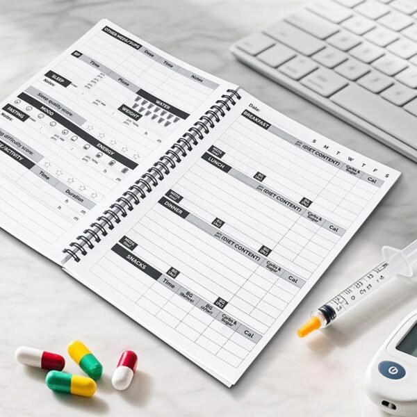 🌿 B5 Diabetes Log Book (6.9" x 9.8") – Comprehensive Blood Sugar & Health Tracker | Track Glucose, Carbs, Calories, Medications, Water Intake, Fasting, Blood Pressure & Sleep | 248 Pages, Spiral-Bound – Immunity, Bone & Wellness Support - Image 5