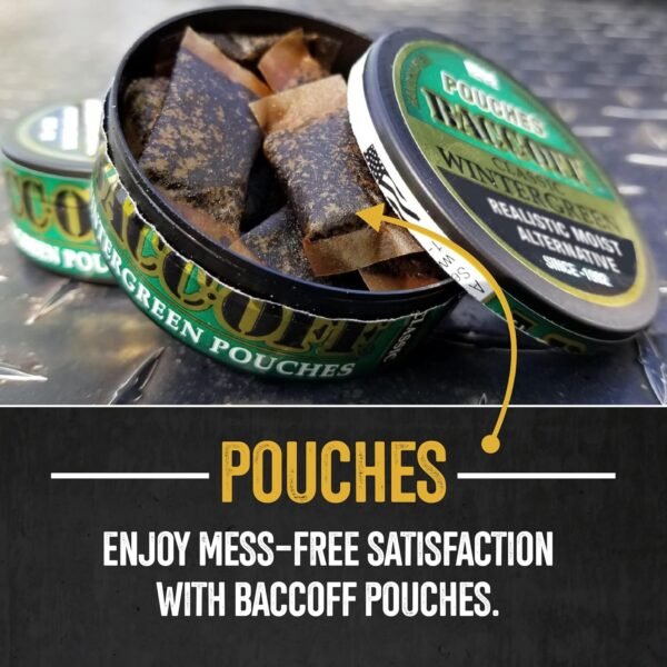 🌿 10 Cans, BaccOff Wintergreen Pouches, Strong Wintergreen and Salty, Rich Flavors, 16 Pouches Per Can – Immunity, Bone & Wellness Support - Image 3