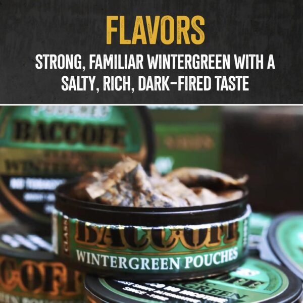 🌿 10 Cans, BaccOff Wintergreen Pouches, Strong Wintergreen and Salty, Rich Flavors, 16 Pouches Per Can – Immunity, Bone & Wellness Support - Image 4