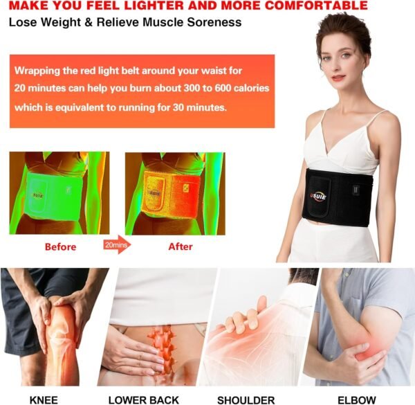 Red Light Therapy Belt, Infrared Light Therapy Wrap Red Light Therapy Device for Body with Timer for Back Shoulder Waist Muscle Pain Relief for Women Men - Image 3