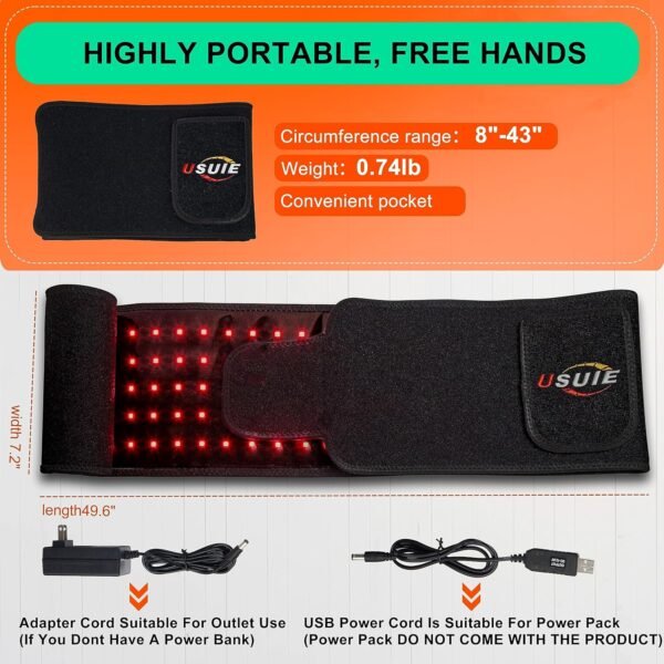 Red Light Therapy Belt, Infrared Light Therapy Wrap Red Light Therapy Device for Body with Timer for Back Shoulder Waist Muscle Pain Relief for Women Men - Image 6
