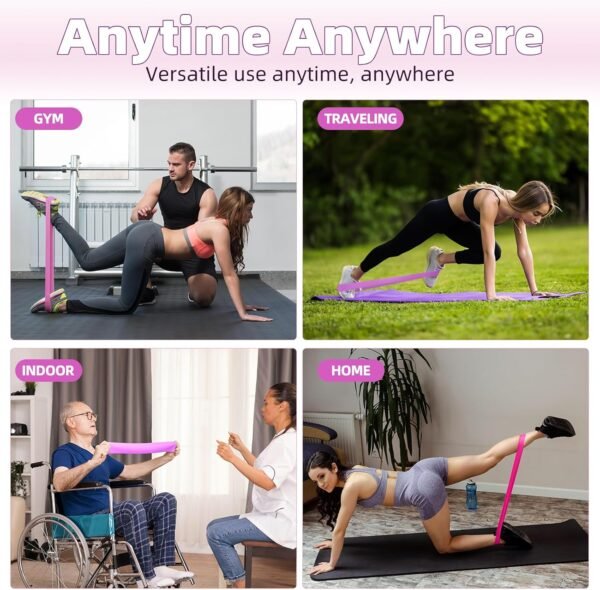 Resistance Loop Exercise Bands, Resistance Bands Exercise Bands for Home Fitness, Stretching, Strength Training, Physical Therapy,Elastic Workout Bands for Women Men Kids, Set of 5 - Image 4