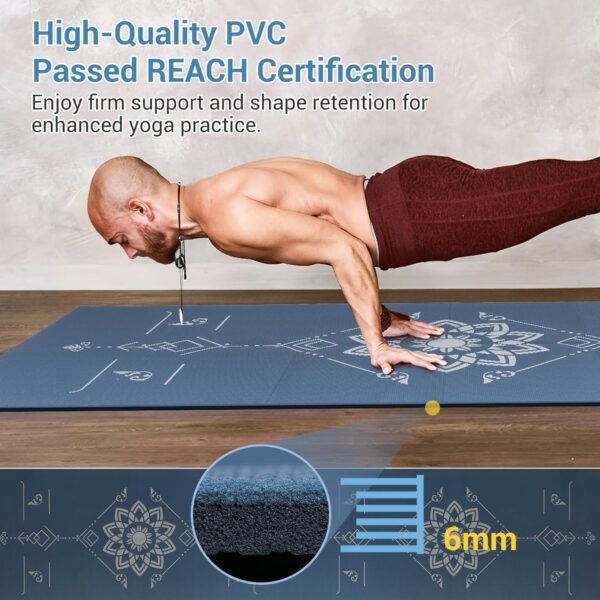 Avoalre Foldable Yoga Mat Travel - 72"L x 32"W x 6MM Thick Non Slip Gym Mats - Portable Pilates Mat for Women Men Fitness Exercise with Travel Carry Bag - Image 6