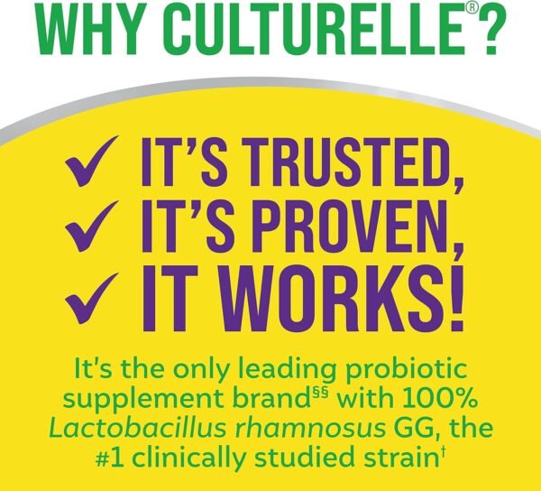 Culturelle Pro Strength Daily Probiotics For Digestive Health (2 Month Supply) with Prebiotics for Women & Men, Supports Occasional Diarrhea, Gas & Bloating, Gluten & Soy Free, 60 Count - Image 3