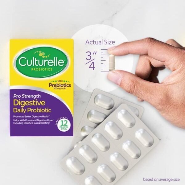 Culturelle Pro Strength Daily Probiotics For Digestive Health (2 Month Supply) with Prebiotics for Women & Men, Supports Occasional Diarrhea, Gas & Bloating, Gluten & Soy Free, 60 Count - Image 5