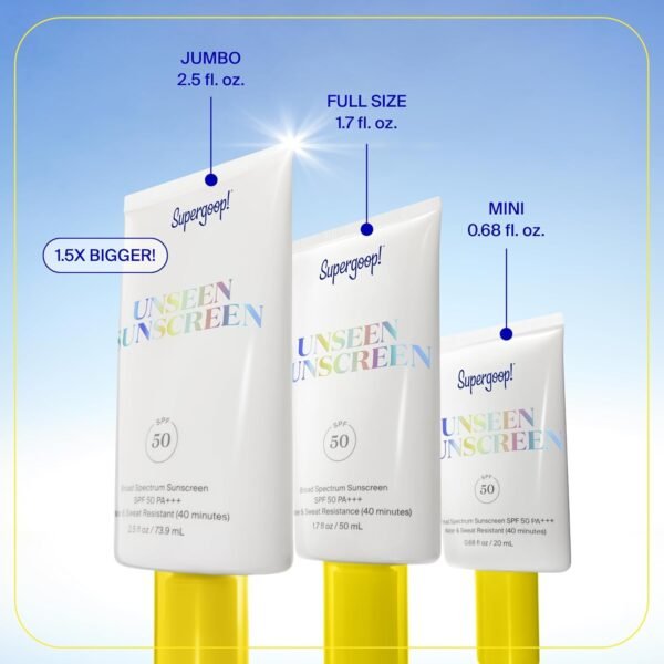Supergoop! Unseen Sunscreen SPF 50 Invisible Sun Protection for Face - Broad Spectrum Face Sunscreen + Makeup-Gripping Primer - Weightless, Scentless, Oil Free - For All Skin Types - 1.7 fl oz - Image 8