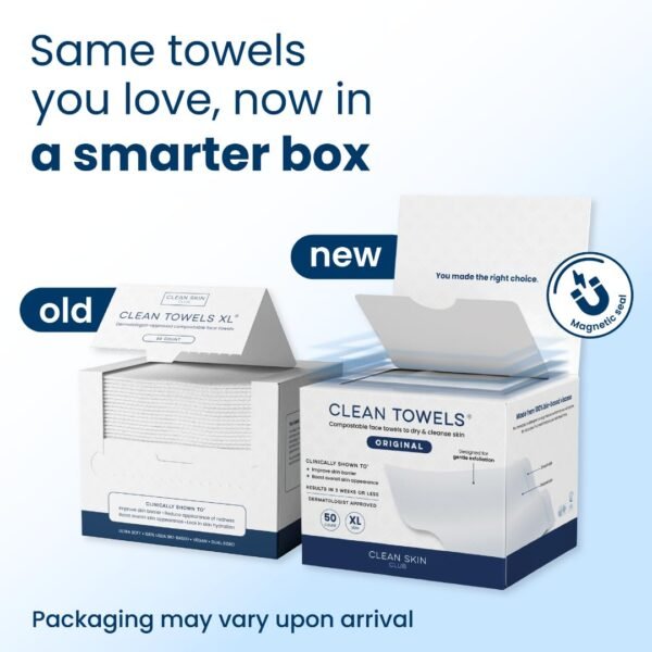 Clean Skin Club Clean Towels XL™, 100% USDA Biobased Face Towel, Disposable Face Towelette, Eczema Association Accepted, Makeup Remover Dry Wipes, Ultra Soft, 50 Ct, 1 Pack - Image 3