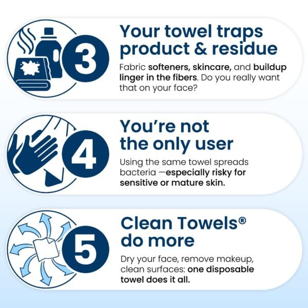 Clean Skin Club Clean Towels XL™, 100% USDA Biobased Face Towel, Disposable Face Towelette, Eczema Association Accepted, Makeup Remover Dry Wipes, Ultra Soft, 50 Ct, 1 Pack - Image 6