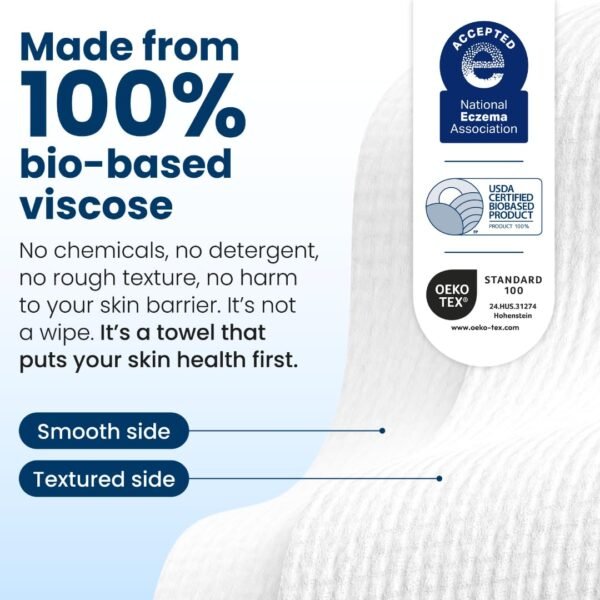 Clean Skin Club Clean Towels XL™, 100% USDA Biobased Face Towel, Disposable Face Towelette, Eczema Association Accepted, Makeup Remover Dry Wipes, Ultra Soft, 50 Ct, 1 Pack - Image 7