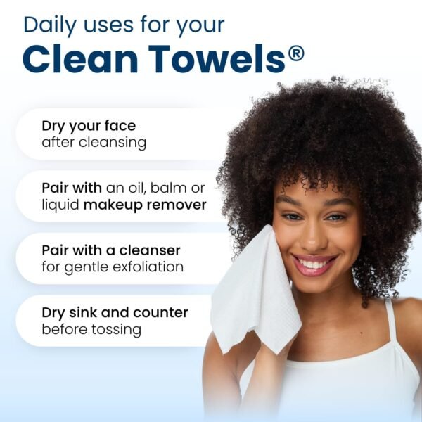 Clean Skin Club Clean Towels XL™, 100% USDA Biobased Face Towel, Disposable Face Towelette, Eczema Association Accepted, Makeup Remover Dry Wipes, Ultra Soft, 50 Ct, 1 Pack - Image 9