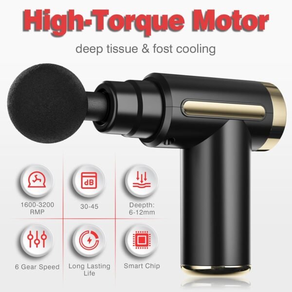 Massage Gun Deep Tissue, Back Massage for Athletes for Pain Relief, Percussion Massager Device with Silent Brushless Motor, Relax Gift for Mothers Day and Fathers Gifts（M891） - Image 6