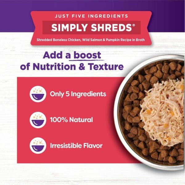 Wellness Bowl Boosters Simply Shreds Wet Dog Food Topper for Small, Medium, & Large Breeds, Grain Free, Natural, Chicken Variety Pack, 2.8 Ounce Pouch (Pack of 12) - Image 4