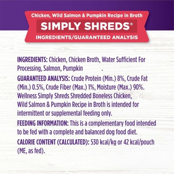 Wellness Bowl Boosters Simply Shreds Wet Dog Food Topper for Small, Medium, & Large Breeds, Grain Free, Natural, Chicken Variety Pack, 2.8 Ounce Pouch (Pack of 12) - Image 6