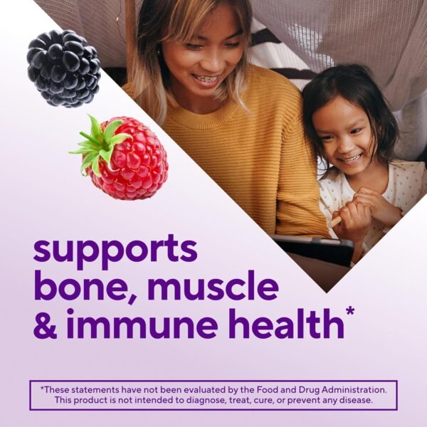 vitafusion Vitamin D3 Gummies, Bone and Immune Support, Peach, Blackberry, Strawberry Flavored, 50 mcg D3 Gummy Vitamin Supplement, 75 Day Supply, 150 Count - Image 3