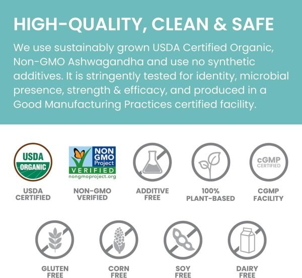 Himalaya Organic Ashwagandha, 60 Day Supply, Herbal Supplement for Stress Relief, Energy, Occasional Sleeplessness, Additive Free, Organic, Non-GMO, Vegan, Gluten Free, 670 mg, 60 Caplets - Image 5