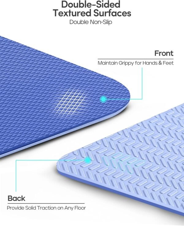 Heathyoga Eco Friendly Non Slip Yoga Mat, Body Alignment System, SGS Certified TPE Material - Textured Non Slip Surface and Optimal Cushioning,72"x 26" Thickness 1/4" - Image 3