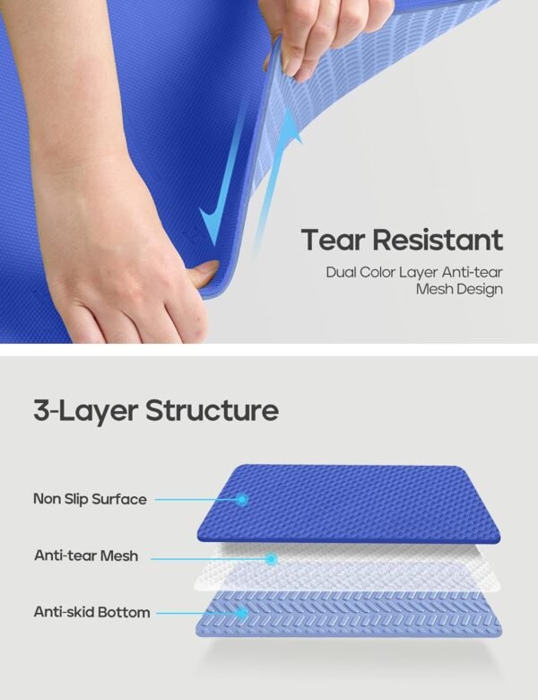 Heathyoga Eco Friendly Non Slip Yoga Mat, Body Alignment System, SGS Certified TPE Material - Textured Non Slip Surface and Optimal Cushioning,72"x 26" Thickness 1/4" - Image 4