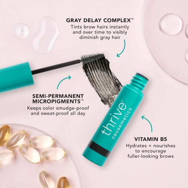 Thrive Causemetics Instant Brow Fix Semi-Permanent Eyebrow Gel, Waterproof Tinted Eye Brow Gel with Vitamin B5, Smudge-Proof, Vegan & Cruelty Free, Nan (Charcoal) - Image 6