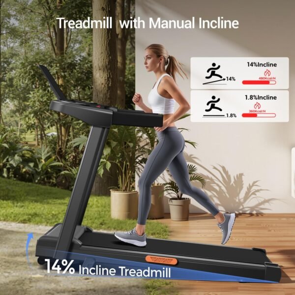 3-in-1 Treadmill with 14% Incline, Portable Treadmills for Home with Handle, Foldable Treadmills with 300 Lbs Weight Capacity, 3.0HP Quiet Walking Pad Treadmill, Three Touch Screen - Image 2