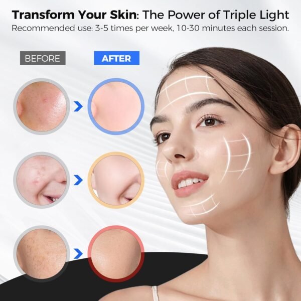 Aolady Red Light Therapy for Face, Birthday Gifts for Women Mom, 3 Modes Portable LED Face Mask Light Therapy with 2500mAh Remote, 850nm Infrared for Anti-Aging with 280 LEDs for Home Travel Use - Image 2