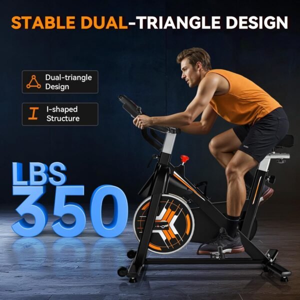 Exercise Bike, WENOKER Stationary Bike for Home, Indoor Bike with Silent Belt Drive, Heavy Flywheel, Multi-grips Handlebar and Upgraded Digital Display - Image 2