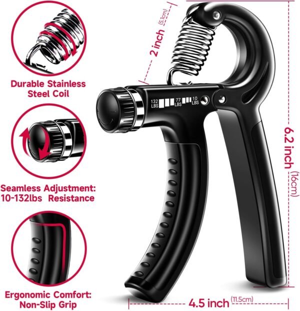 🌿 FitBeast Grip Strengthener Forearm Strengthener Hand Grips Strengthener Kit - 5 Pack Adjustable Resistance – Immunity, Bone & Wellness Support - Image 2