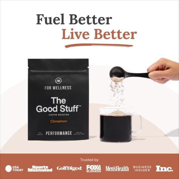 For Wellness The Good Stuff Performance Coffee Supplement- Non-Dairy Coffee Creamer Powder with Collagen, MCT, L-Theanine & Cinnamon - Healthy Add-in for Energy & Focus - Image 2