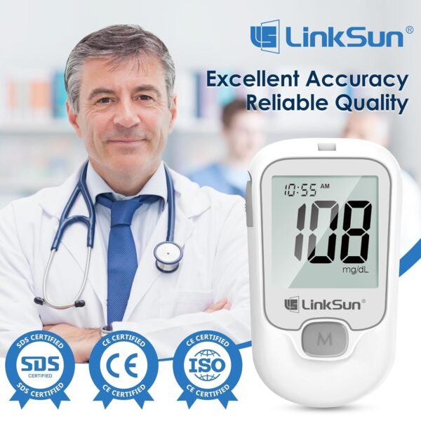 G-425-1 Blood Glucose Monitor Kit, 100 Test Strips &100 Lancets, 1 Control Solution, 1 Blood Sugar Monitor, 1 Lancing Device, Diabetes Testing Kit, No Coding, Large Display, Glucometer for Home Use - Image 2