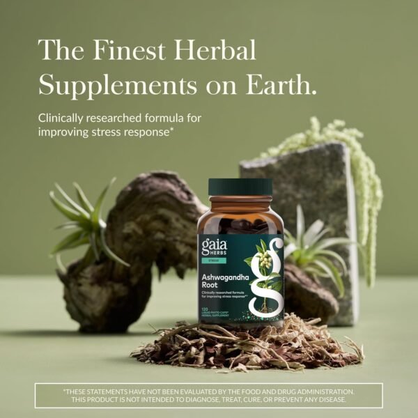🌿 Gaia Herbs Ashwagandha Root - Stress Relief & Immune Support Supplement - Supports Balanced Energy Levels and Positive Outlook - 120 Vegan Liquid Phyto Capsules (1 Pack) – Immunity, Bone & Wellness Support - Image 2