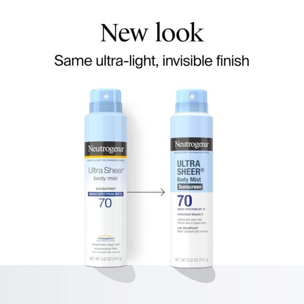 🌿 Neutrogena Ultra Sheer Body Mist Sunscreen Spray, Broad Spectrum SPF 70, Lightweight Spray Sunscreen, Non-Greasy & Water Resistant, Oil-Free & Non-Comedogenic UVA/UVB, 5 oz, Pack of 3 – Immunity, Bone & Wellness Support - Image 2