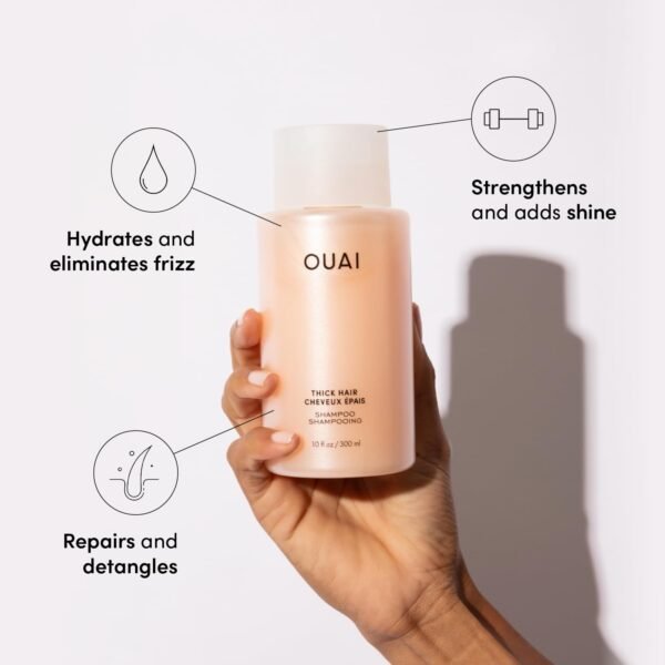 🌿 OUAI Thick Shampoo and Conditioner Set - Sulfate Free Shampoo and Conditioner for Thick Hair - Made with Keratin, Marshmallow Root, Shea Butter & Avocado Oil - Free of Parabens & Phthalates (10 Fl Oz) – Immunity, Bone & Wellness Support - Image 2