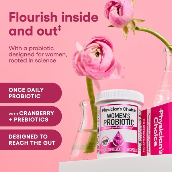🌿 Physician's CHOICE Probiotics for Women - PH Balance, Digestive, UT, & Feminine Health - 50 Billion CFU - 6 Unique Strains for Her - Organic Prebiotics, Cranberry Extract+ - Women Probiotic - 30 CT – Immunity, Bone & Wellness Support - Image 2