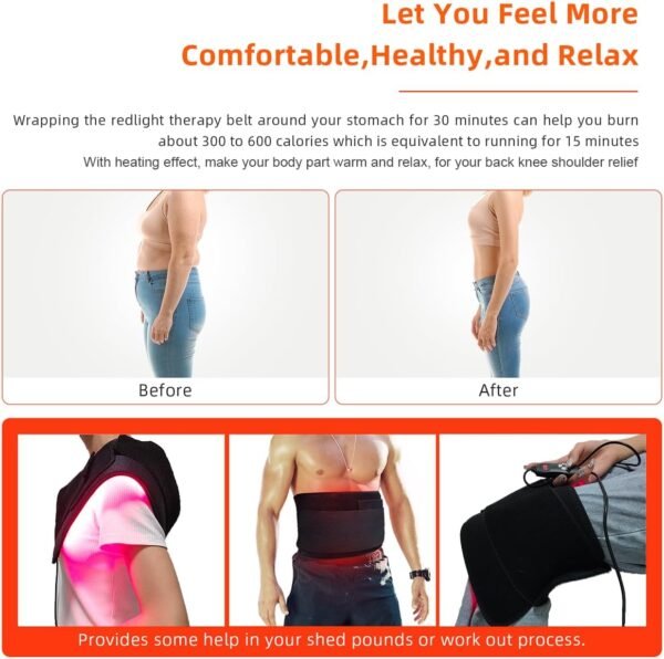 Red Light Therapy Infrared Light Therapy Pad for Body Pain NIR Deep Therapy for Back Knee Hands Feet Relief Portable 660nm 850nm Home Heating Light Therapy Wrap Belt Gift for Women Men - Image 2
