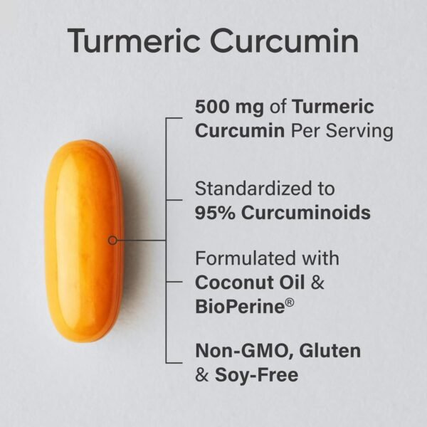 🌿 Sports Research Turmeric Curcumin C3 Complex - Softgels with Bioperine Black Pepper Extract & Organic Coconut Oil, Standardized 95% Curcuminoids - Non-GMO Verified & Gluten Free - 500mg, 120 Count – Immunity, Bone & Wellness Support - Image 2