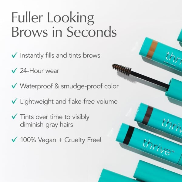 Thrive Causemetics Instant Brow Fix Semi-Permanent Eyebrow Gel, Waterproof Tinted Eye Brow Gel with Vitamin B5, Smudge-Proof, Vegan & Cruelty Free, Nan (Charcoal) - Image 2