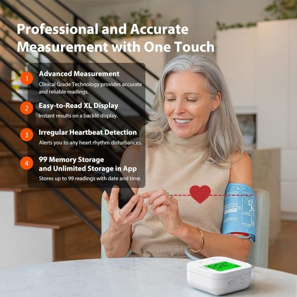 iHealth Track Smart Upper Arm Blood Pressure Monitor with Wide Range Cuff That fits Standard to Large Adult Arms, Bluetooth Compatible for iOS & Android Devices - Image 2