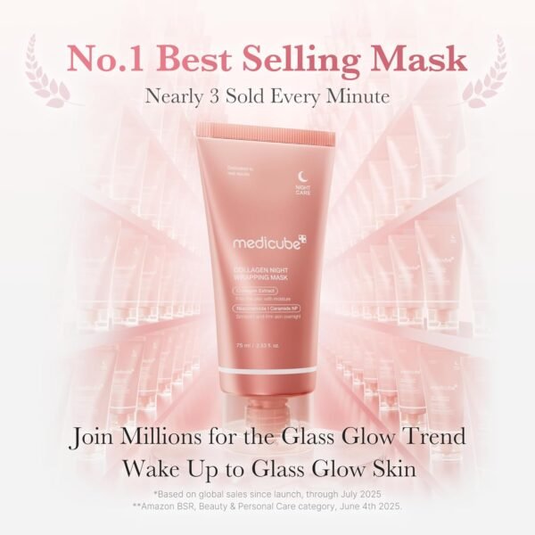 🌿 medicube Collagen Overnight Wrapping Peel Off Facial Mask Pack - Elasticity & Hydration Care, Reduces Sagging & Dullness - Hydrolyzed Collagen For Glowing Skin - Korean Skin Care, 2.53 fl.oz – Immunity, Bone & Wellness Support - Image 2