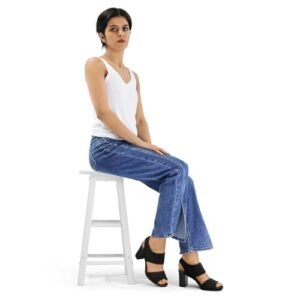 mysoft Women's Chunky Block High Heels Elastic Knit Open Toe Slingback Heeled Sandals - Image 2