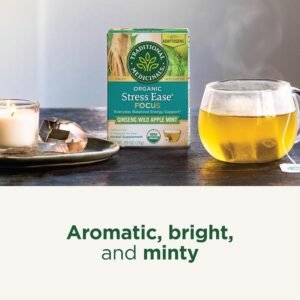 Traditional Medicinals Tea, Organic Stress Ease Focus, with Adaptogens, Everyday Balanced Energy, Ginseng Wild Apple Mint, 16 Tea Bags - Image 5