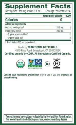 Traditional Medicinals Tea, Organic Moringa, Everyday Wellness, with Spearmint & Sage, 16 Tea Bags - Image 8
