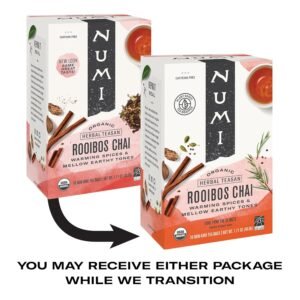 Numi Organic Rooibos Chai Tea, 18 Caffeine Free Herbal Bags, Microplastic Free, Rich Flavor with Cinnamon, Allspice & Ginger - Image 8