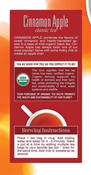 Davidson's Organics, Cinnamon Apple, 25-count Tea Bags, Pack of 6 - Image 4