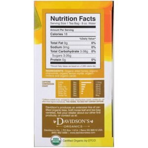 Davidson's Organics, Meyer Lemon, 25-count Tea Bags, Pack of 6 - Image 3