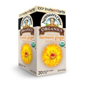 Newman’s Own Organic Turmeric Ginger Herbal Tea Caffeine-Free May Aid Digestion and Boost Immunity Turmeric Tea with20 Individually Wrapped Tea Bags Per Box (Pack of 4) USDA Certified - Image 3