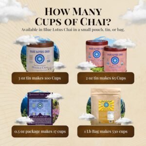 Blue Lotus Chai - Golden Masala Flavor Chai - Makes 100 Cups - 3 Ounce Masala Spiced Chai Powder with Organic Spices - Instant Indian Tea No Steeping - No Gluten - Image 7